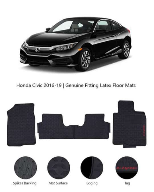 Honda Civic 2016-19: Genuine Fitting Latex Floor Mats